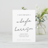 Carte Photo de script minimal moderne Enregistrer la dat (Debout devant)