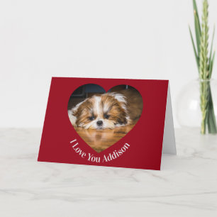 Carte Photo de shih tzu mignon avec cœur de la Saint-Val