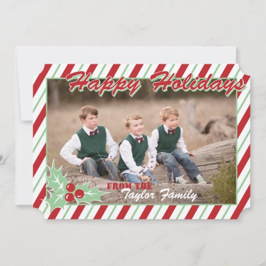 Carte photo de Sucre de canne Stripe Holiday (Devant)