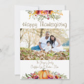 Carte photo de Thanksgiving avec citrouilles et fe (Devant)