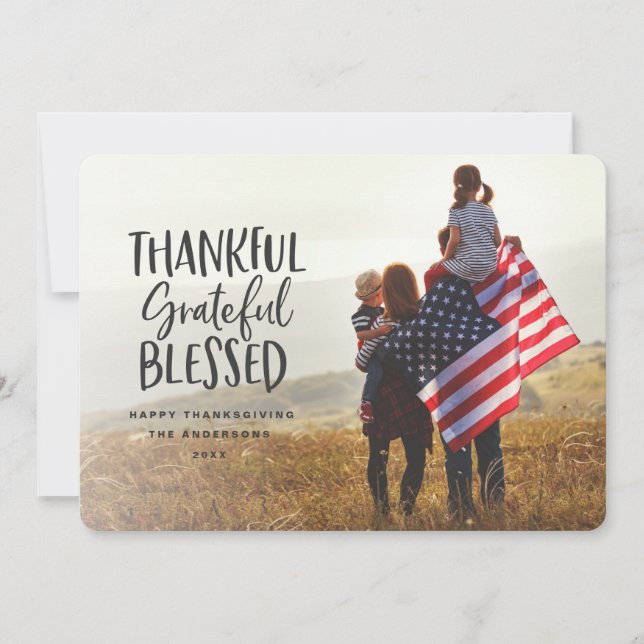 Carte Photo de Thanksgiving reconnaissant, reconnaissant (Devant)