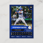Carte photo de trading du joueur de baseball bleu  (Devant)