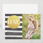 Carte photo de vacances à rayures joyeuses / Amour (Devant / Derrière)