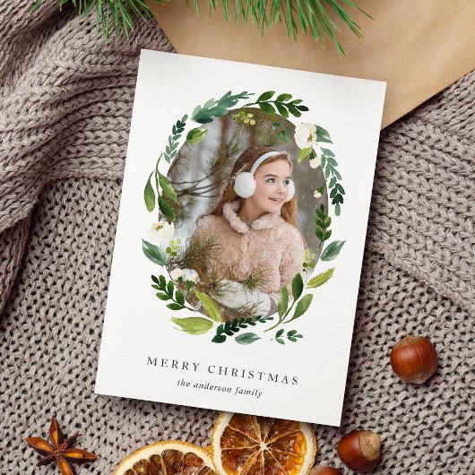 Carte photo de vacances Alabaster Wreath