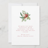 Carte Photo de vacances Aquarelle Florale Joyeux Noël (Dos)