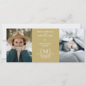 Carte photo de vacances avec monogramme rustique (Devant)