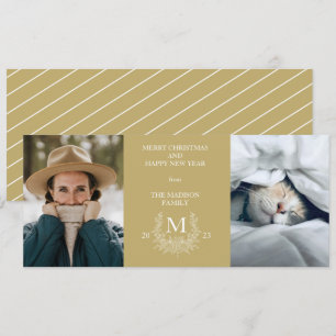 Carte photo de vacances avec monogramme rustique