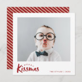 Carte photo de vacances | Baiser classique de Noël (Devant / Derrière)