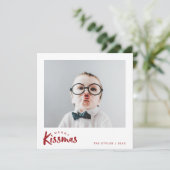 Carte photo de vacances | Baiser classique de Noël (Debout devant)