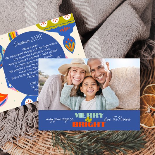 Carte photo de vacances Blue Retro | horizontal