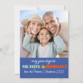 Carte photo de vacances Blue Retro | vertical (Devant)