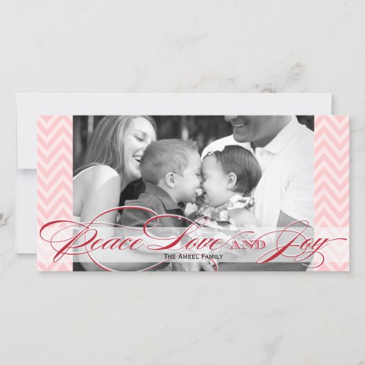 Carte photo de vacances Chevron et Script (Devant)