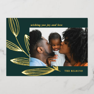 Carte photo de vacances Chic Sprout Green et Gold 