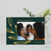 Carte photo de vacances Chic Sprout Green et Gold (Debout devant)