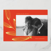 Carte photo de vacances Chic Sprout Red et Gold Fo (Recto)