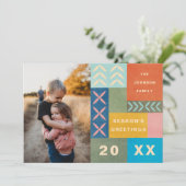 Carte photo de vacances Coloré Quilt (Debout devant)