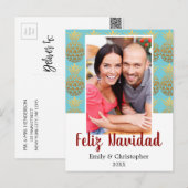 Carte photo de vacances d'ananas de Feliz Navidad (Devant / Derrière)