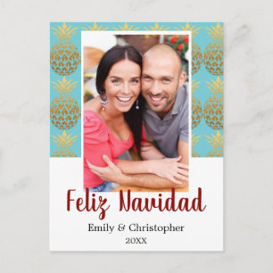 Carte photo de vacances d'ananas de Feliz Navidad