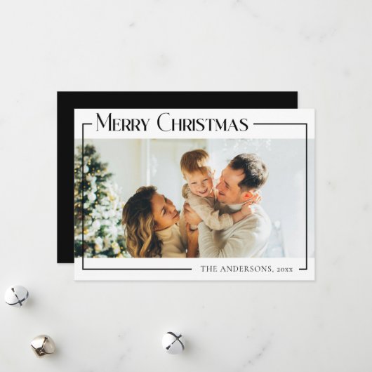 Carte photo de vacances de famille de Noël moderne (Devant/Arrière en situation)