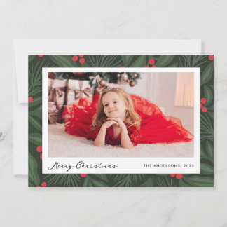 Carte photo de vacances de Noël avec baies