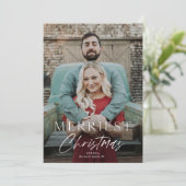 Carte Photo de vacances de Noël avec un script minimal J (Debout devant)