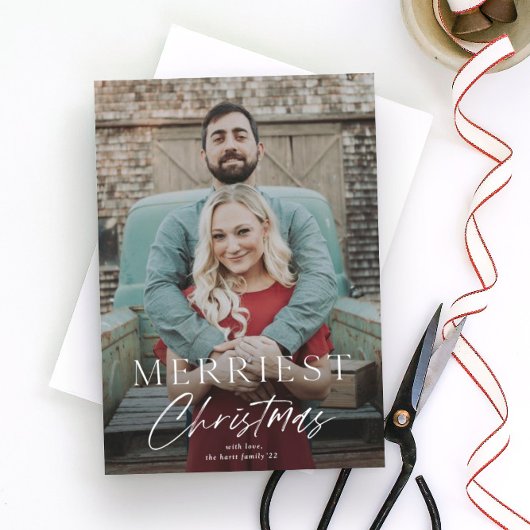 Carte Photo de vacances de Noël avec un script minimal J