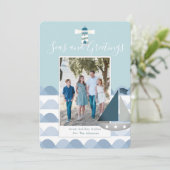 Carte photo de vacances de Noël côtier (Debout devant)