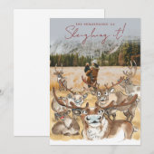 Carte photo de vacances de Noël Renne Gris (Devant / Derrière)