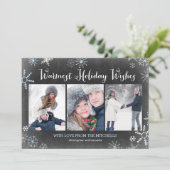 Carte photo de vacances de Snowflakes Chalked (Debout devant)