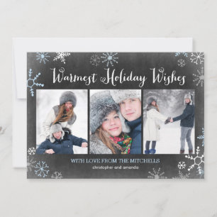 Carte photo de vacances de Snowflakes Chalked