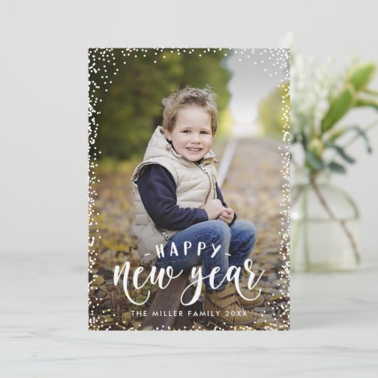 Carte photo de vacances du Jour de l'An encadré (Debout devant)