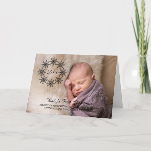 Carte photo de vacances Ebony Snowflake Wreath (Devant)