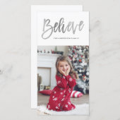 Carte Photo de Vacances en Argent Brossé Believe (Devant / Derrière)