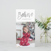 Carte Photo de Vacances en Argent Brossé Believe (Debout devant)