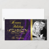 Carte photo de vacances en soie et or en dentelle (Devant / Derrière)