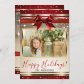Carte Photo de Vacances Étincelle Arc Rouge Or (Devant / Derrière)
