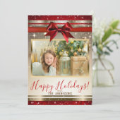 Carte Photo de Vacances Étincelle Arc Rouge Or (Debout devant)