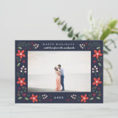Carte photo de vacances Floral Frame en Marine (Debout devant)