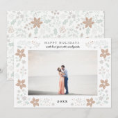 Carte photo de vacances Floral Frame en or (Devant / Derrière)