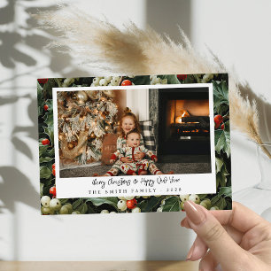 Carte Photo de vacances Green Holly traditionnelle