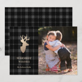 Carte photo de vacances Grey and Black Golden Deer (Devant / Derrière)