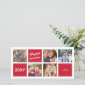 Carte photo de vacances joyeuse rouge élégante 5 e (Debout devant)