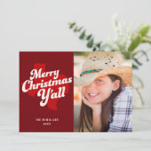 Carte photo de vacances *Joyeux Noël Y'all* (Debout devant)