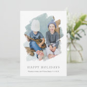 Carte photo de vacances minimaliste | Blanc (Debout devant)