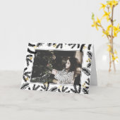Carte Photo de vacances moderne Black & Gold Pine et Ber (Fleur jaune)
