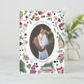 carte photo de vacances moderne rose et prune (Debout devant)