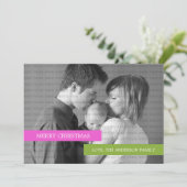 Carte photo de vacances moderne (rose/vert) (Debout devant)