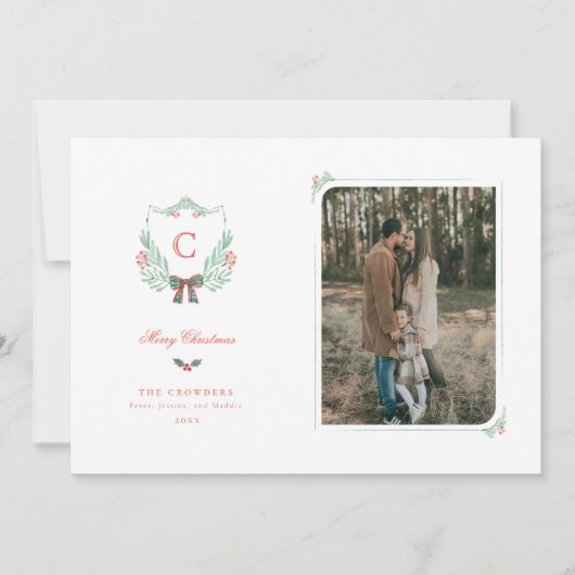 Carte photo de vacances Monogram Crest (Devant)