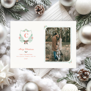 Carte photo de vacances Monogram Crest