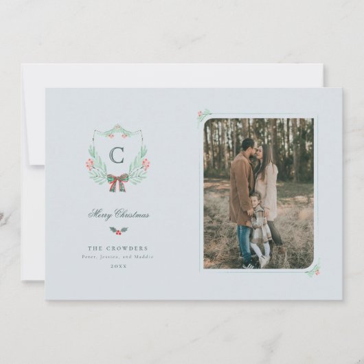 Carte photo de vacances Monogram Crest (Devant)